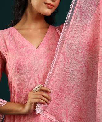 Baby pink soft chanderi kurta set 4
