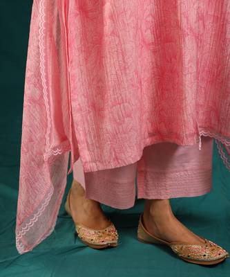 Baby pink soft chanderi kurta set 5
