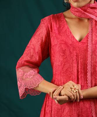 Hot pink kurta set 4