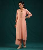 Peach soft chanderi kurta set