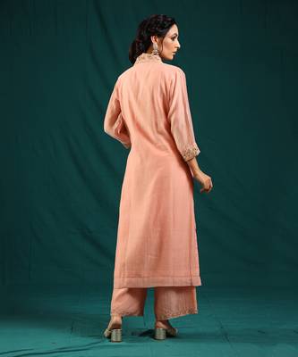 Peach soft chanderi kurta set 3
