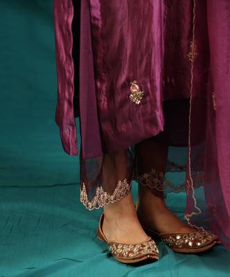 Wine silk organza kurta set 5
