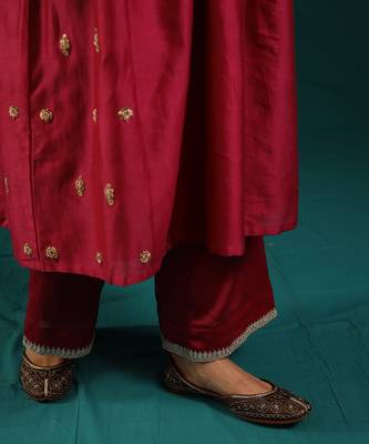 Wine silk chanderi kurta set 5