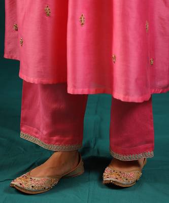 Neon pink silk chanderi kurta set 5