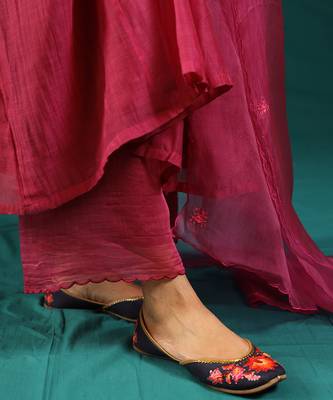 Wine soft chanderi kurta set 5