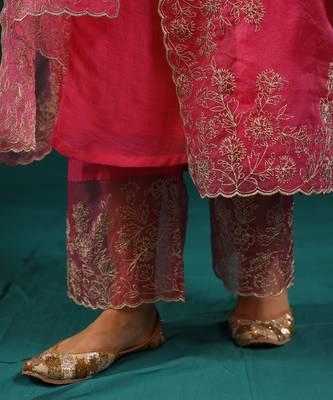 Hot pink soft chanderi kurta set 5