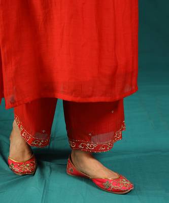 Red soft chanderi kurta set 5