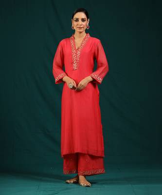Red kurta set 1