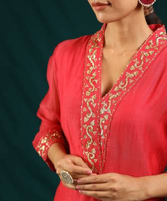 Red kurta set 4