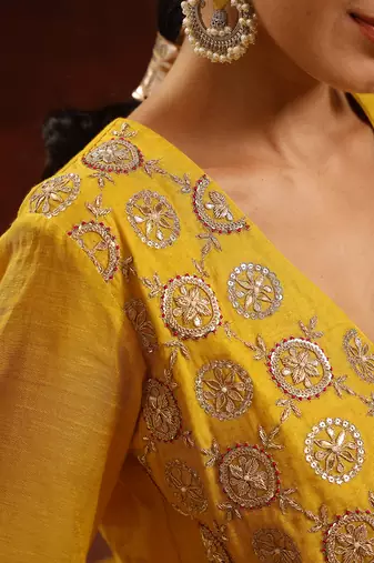 Mustard chanderi tissue kurta set