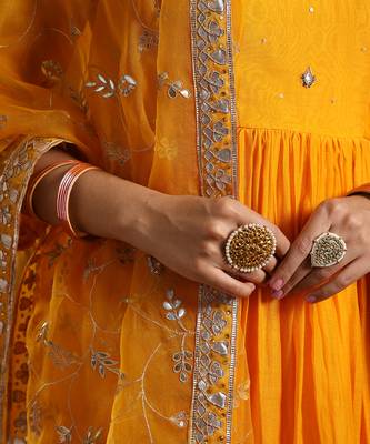 Kesariya soft chanderi kurta set 5