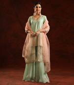 Pista green chanderi silk kurta set