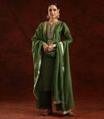 Green chanderi silk kurta set