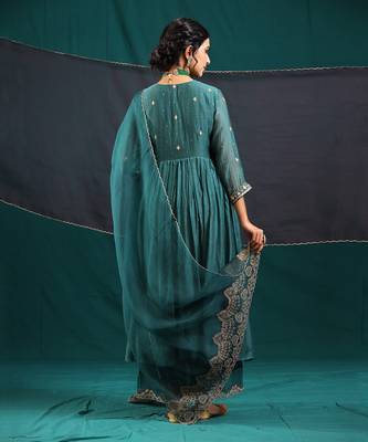 Rama green soft chanderi kurta set 4
