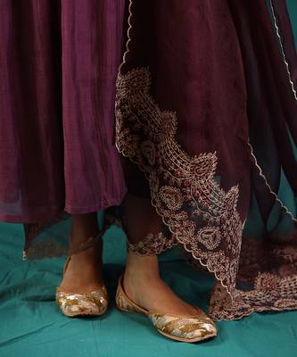 Wine soft chanderi kurta set 5