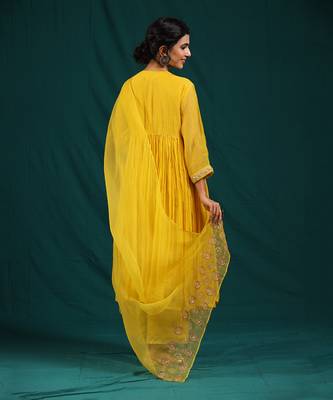 Mustard soft chanderi kurta set 3