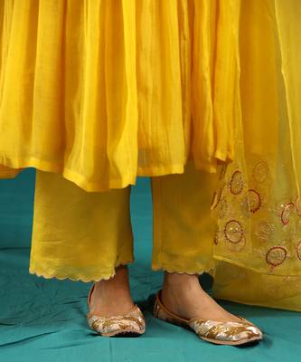 Mustard soft chanderi kurta set 5