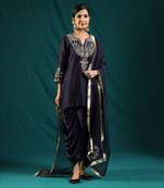 Navy blue chanderi silk kurta set