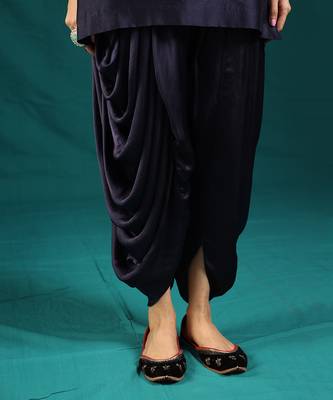 Navy blue chanderi silk kurta set 5
