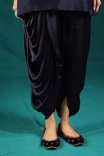 Navy blue chanderi silk kurta set