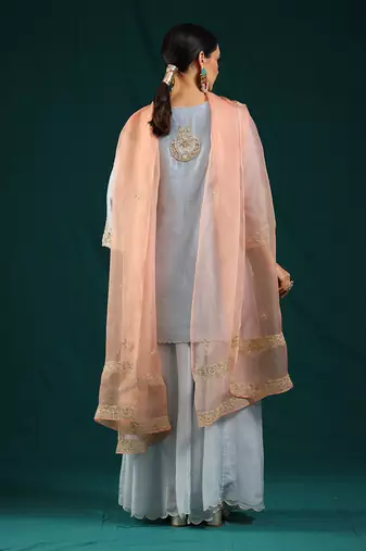 Ice blue chanderi silk kurta set
