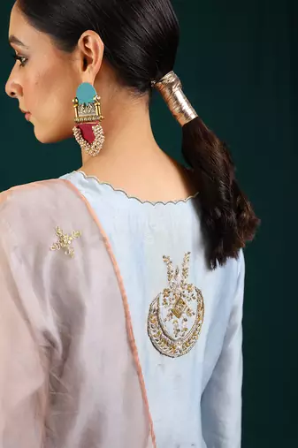 Ice blue chanderi silk kurta set