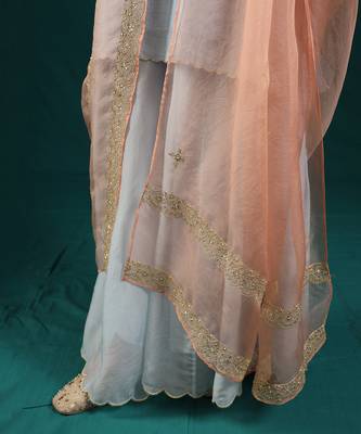 Ice blue chanderi silk kurta set 5