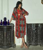 Red crepe silk kaftan