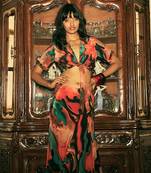 Burnt orange crepe silk skirt set