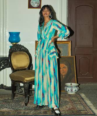 Sky blue crepe silk jumpsuit 1