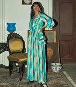 Sky blue crepe silk jumpsuit