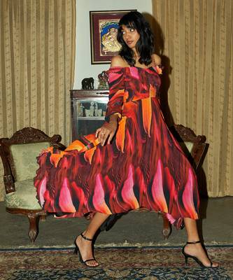 Crimson wrinkle cotton dress 4