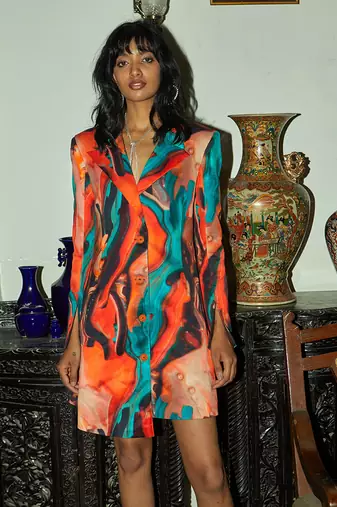 Burnt orange mashroom silk dress