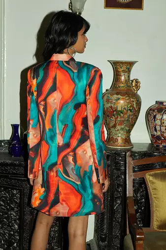 Burnt orange mashroom silk dress