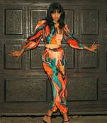 Burnt orange mashroom silk pant set