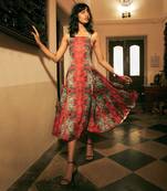 Red crepe silk dress