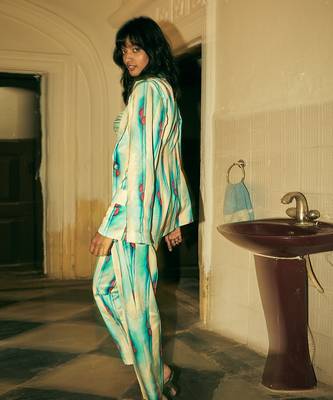 Sky blue cotton pant set 2