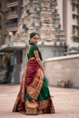 Green Color Narayan Pet with Zari Weaving Work Lehenga choli 3