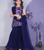 EVERWILLOW New latest Girl's wedding naira cut georgette readymade sharara Salwar suit for girls dress