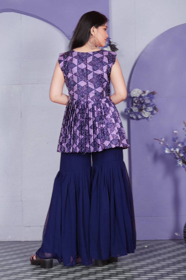 EVERWILLOW New latest Girl's wedding naira cut georgette readymade sharara Salwar suit for girls dress