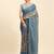 Grey Floral Print Brasso Saree With Blouse