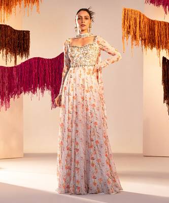 White georgette anarkali 1