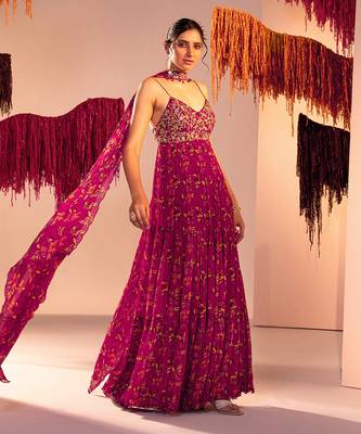 Purple georgette anarkali with dupatta 1