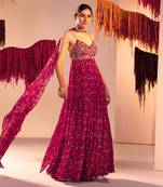 Purple georgette anarkali with dupatta