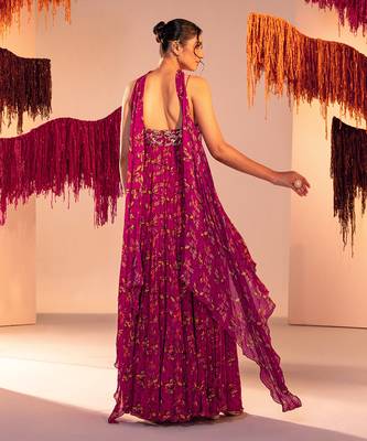 Purple georgette anarkali with dupatta 2