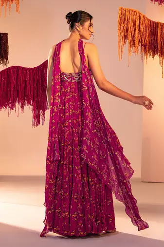 Purple georgette anarkali with dupatta