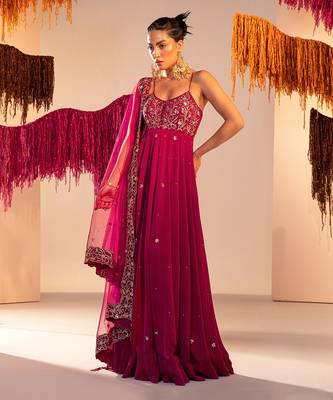Purple anarkali with dupatta 1