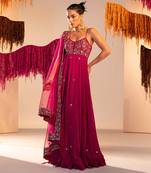 Purple anarkali with dupatta