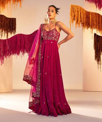 Purple anarkali with dupatta 2
