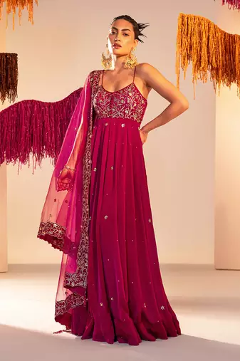 Purple anarkali with dupatta